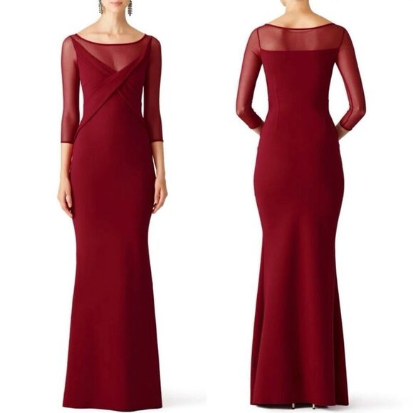 Chiara Boni Gown Alidora Mesh Quarter Sleeve Maxi Dress Red Size 42 (6)